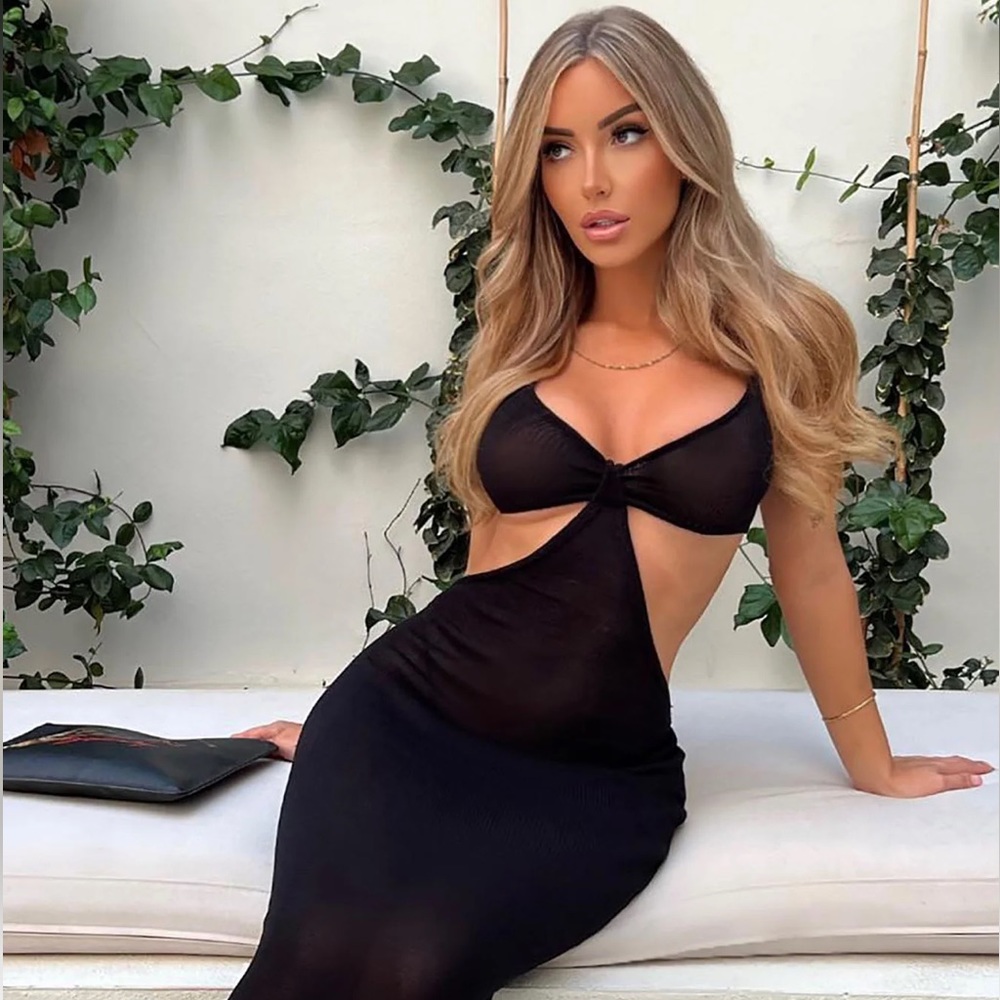 Black Maxi Dress Net Knit Size XL Fashionnova